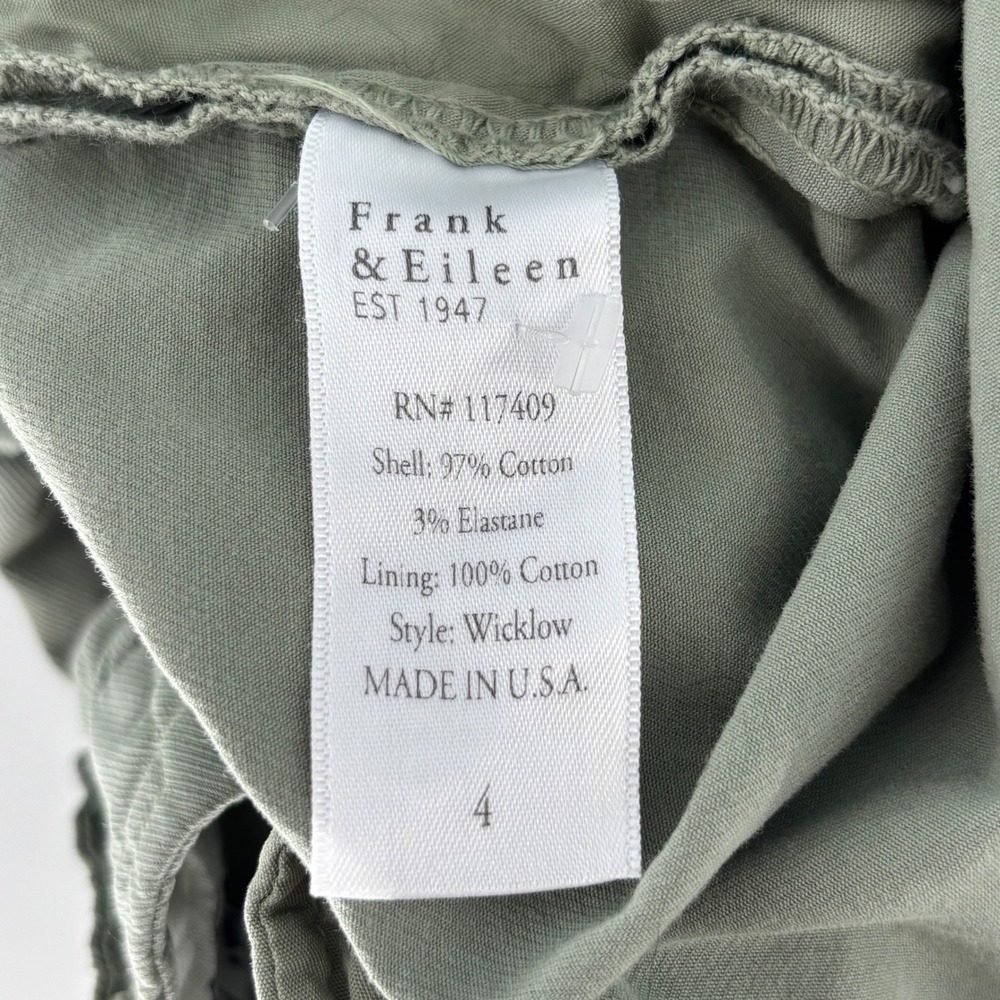 Frank & Eileen Wicklow Italian Chino Pants Sage Green Women Size 4 Crop Raw Hem - Picture 13 of 14